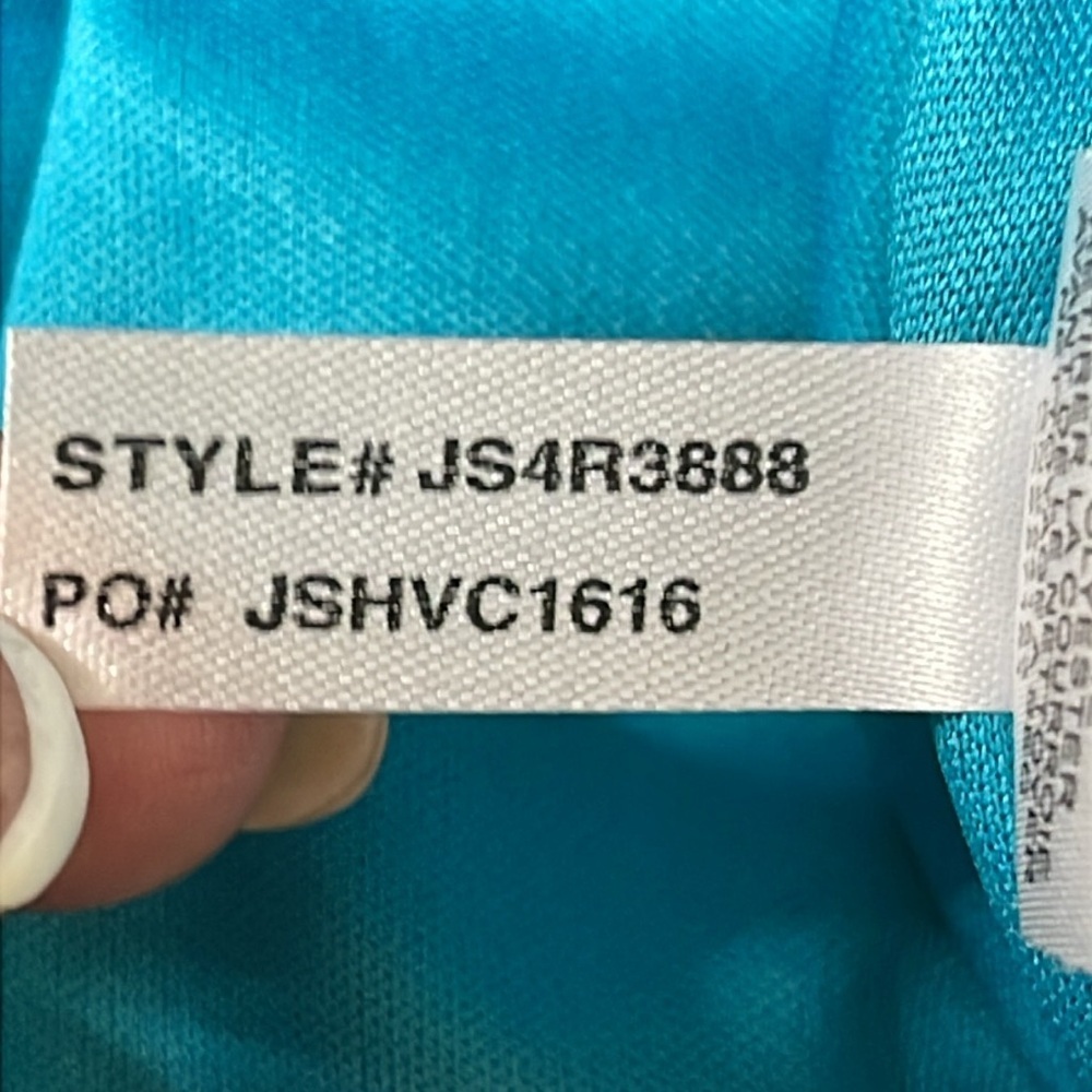 Jessica Simpson Women’s Turquoise Belted Chiffon Eyelet Layered Dress Sz 10 - Picture 13 of 13